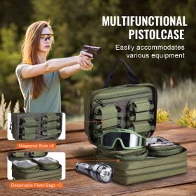 Range Bag for 2 Pistols, Tactical Gun Bag with 2 Built-in Removable Pistol Bags & 6 Detachable Magazines, Gun Range Bag for Outdoor Hunting Shoot